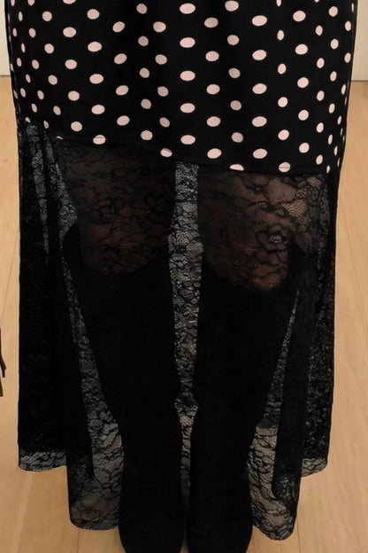 Polka Dot Patchwork Lace Maxi Skirt - Rochelle's House LLC