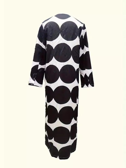 Polka Dot Print Long Sleeve Midi Dress - Rochelle's House LLC