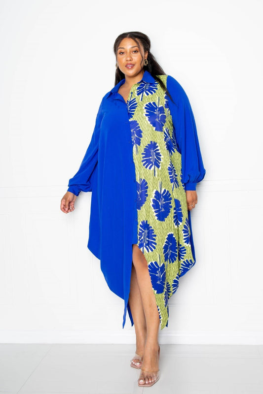 Print Drapy Shirt Maxi Dress - Rochelle's House LLC