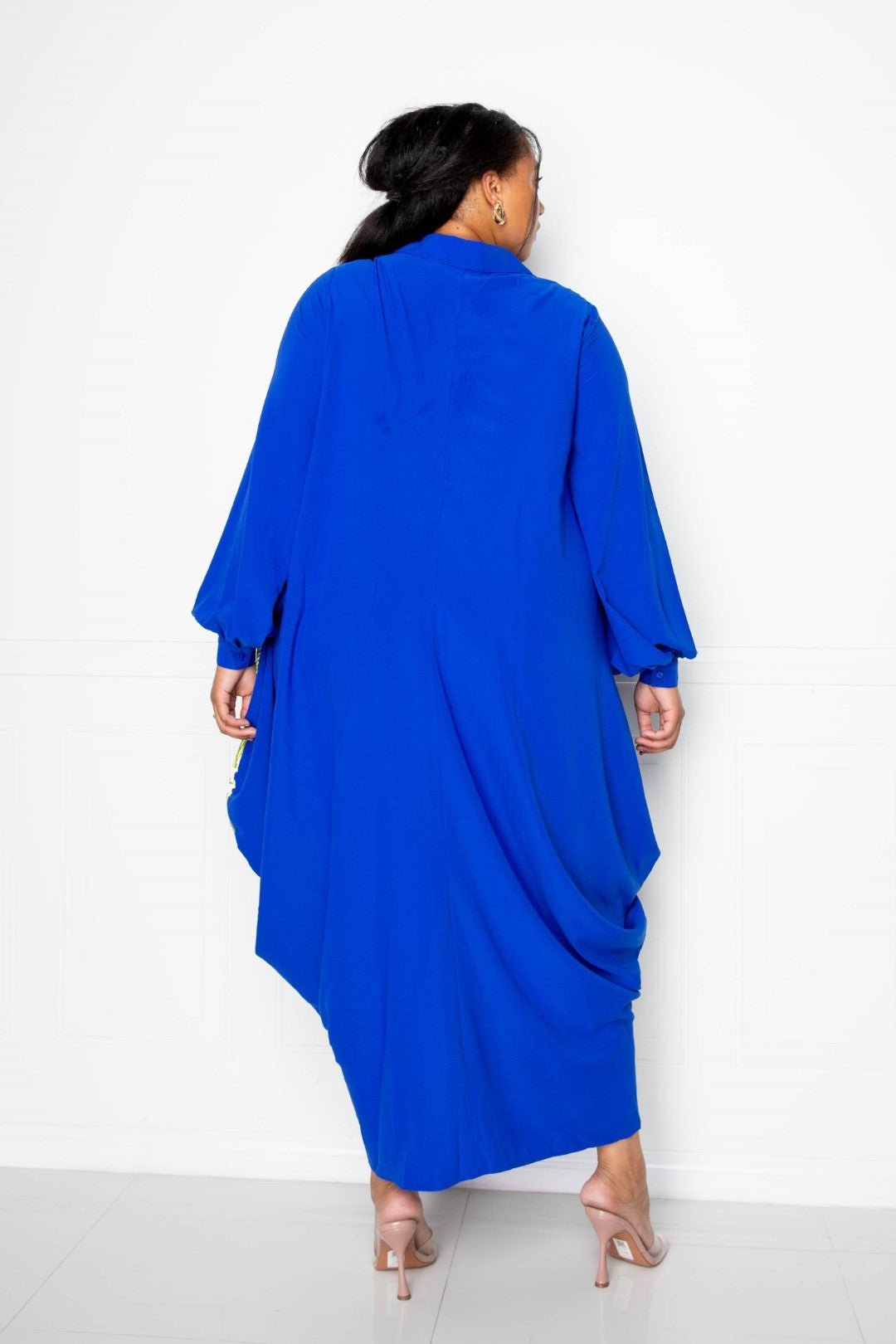 Print Drapy Shirt Maxi Dress - Rochelle's House LLC