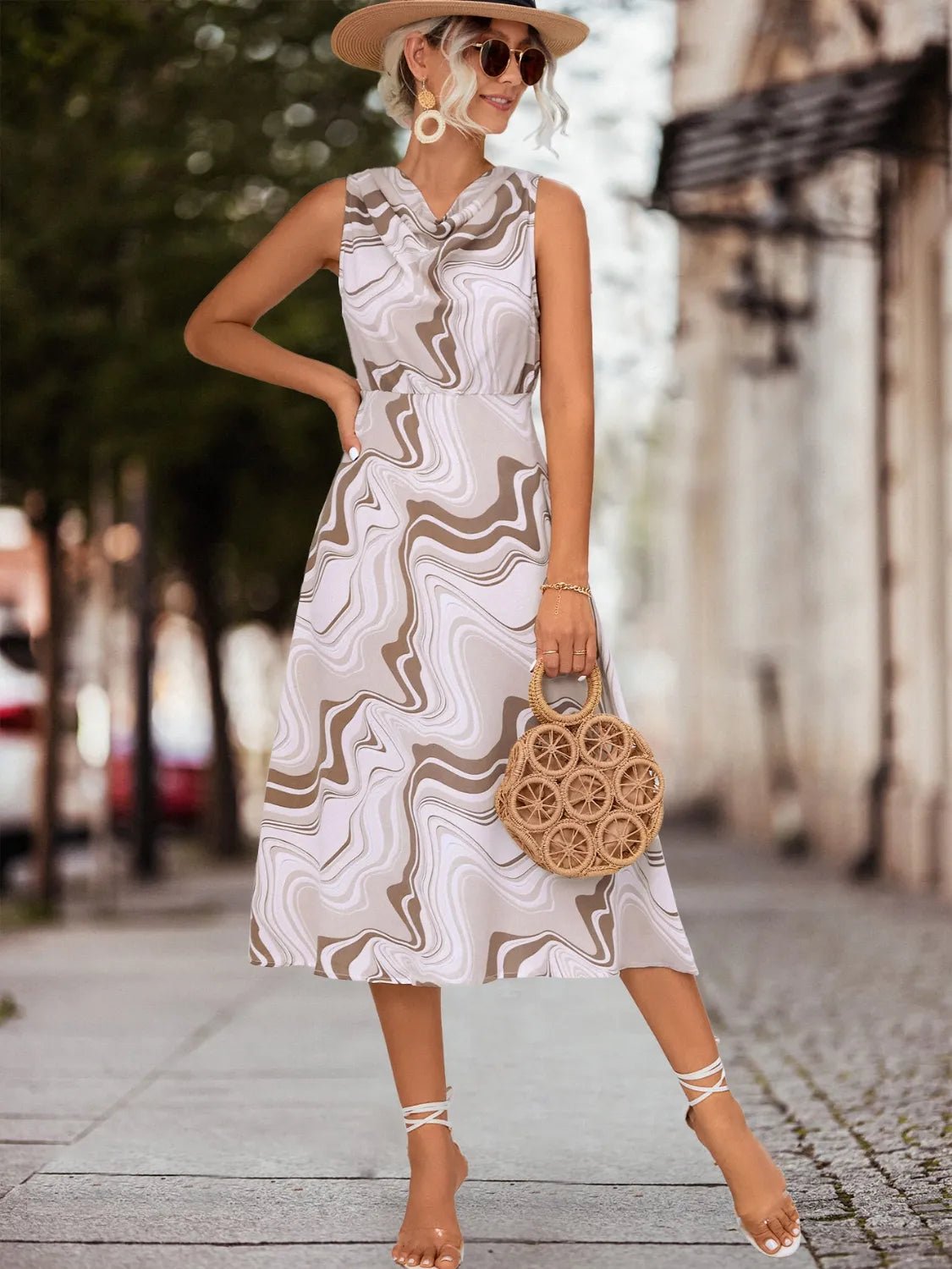 Printed Sleeveless Midi Dress - Rochelle's House LLC