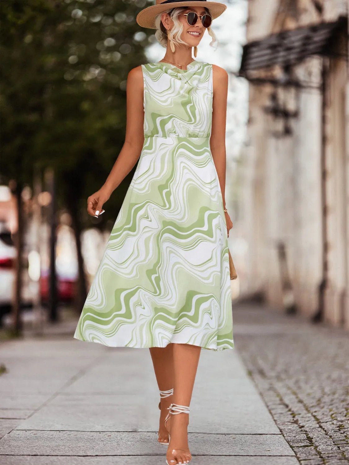 Printed Sleeveless Midi Dress - Rochelle's House LLC