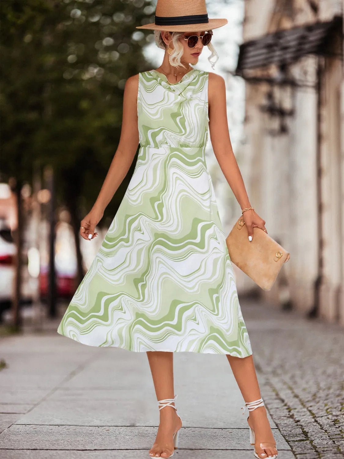 Printed Sleeveless Midi Dress - Rochelle's House LLC