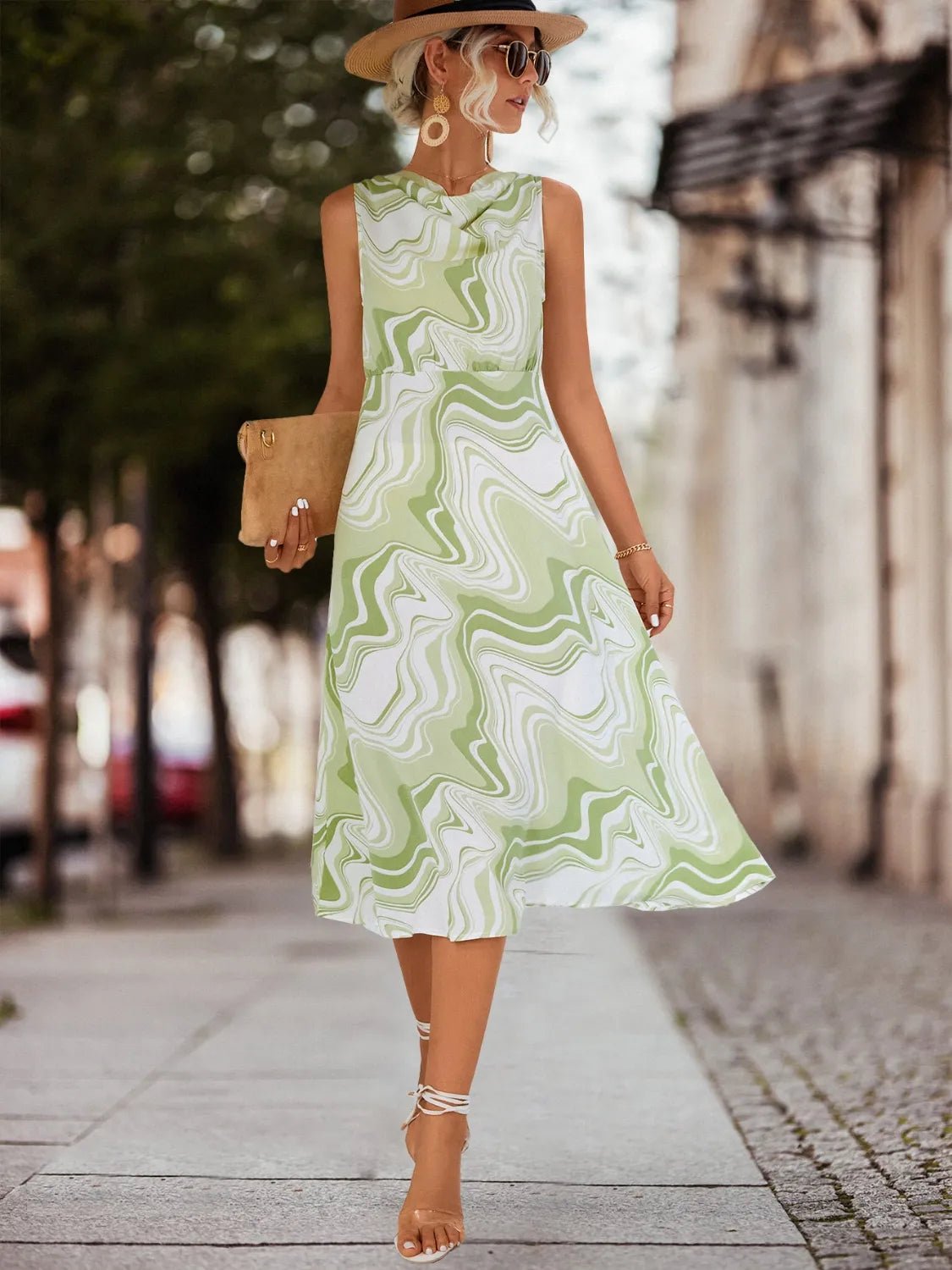 Printed Sleeveless Midi Dress - Rochelle's House LLC