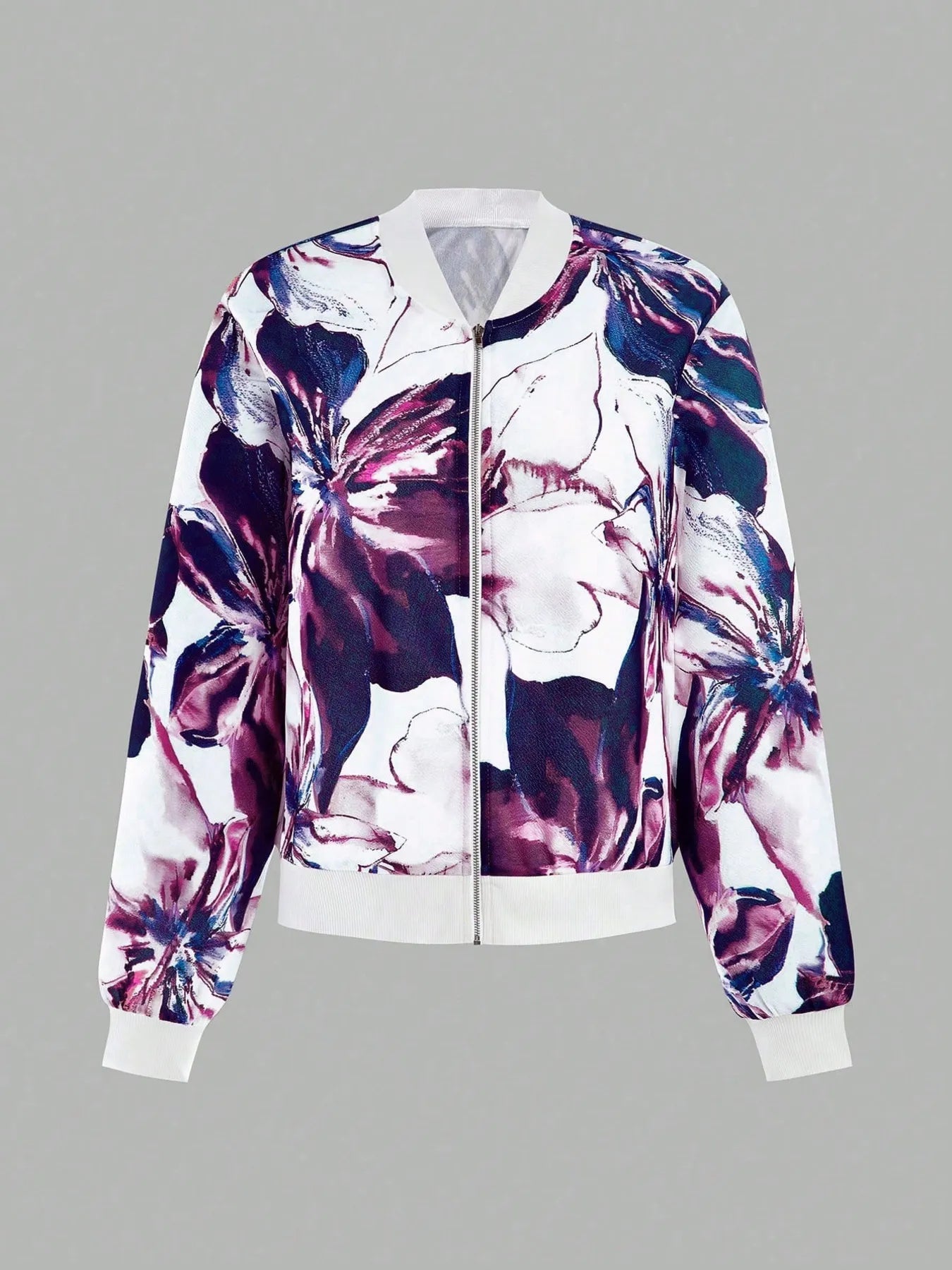 Printed Zip Up Long Sleeve Jacket - Rochelle's House LLC