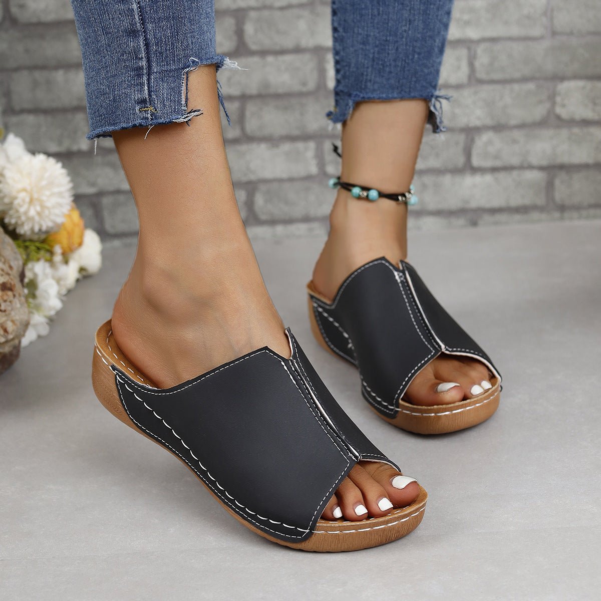 PU Leather Open Toe Sandals - Rochelle's House LLC