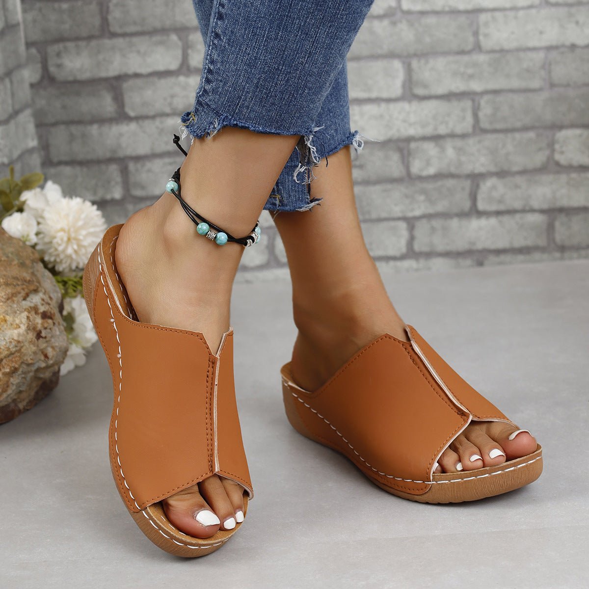 PU Leather Open Toe Sandals - Rochelle's House LLC