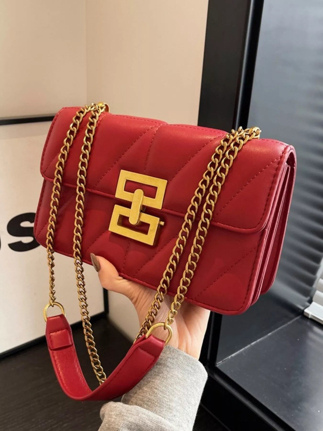 Quilted Flap Chain Crossbody Bag - Rochelle's House LLC