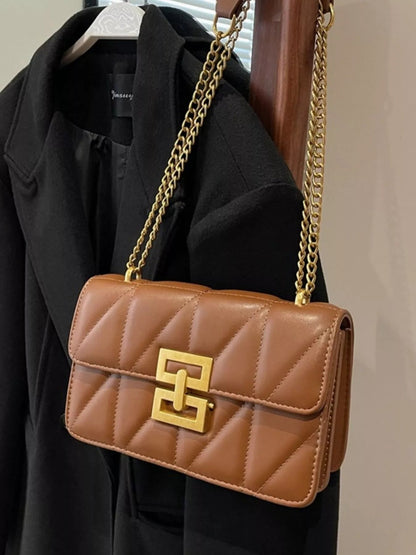 Quilted Flap Chain Crossbody Bag - Rochelle's House LLC