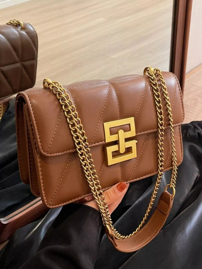 Quilted Flap Chain Crossbody Bag - Rochelle's House LLC