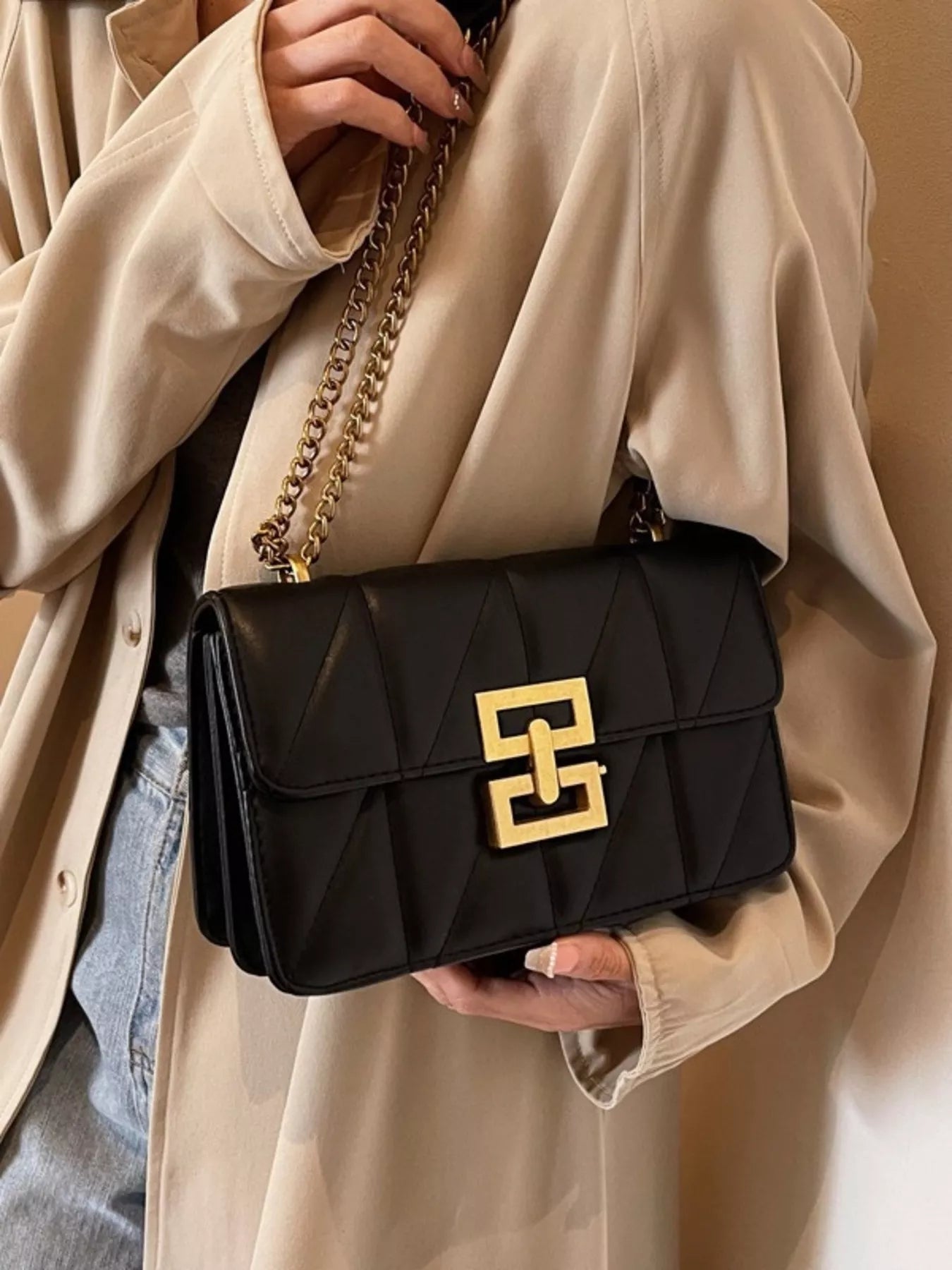 Quilted Flap Chain Crossbody Bag - Rochelle's House LLC