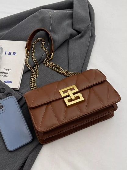 Quilted Flap Chain Crossbody Bag - Rochelle's House LLC