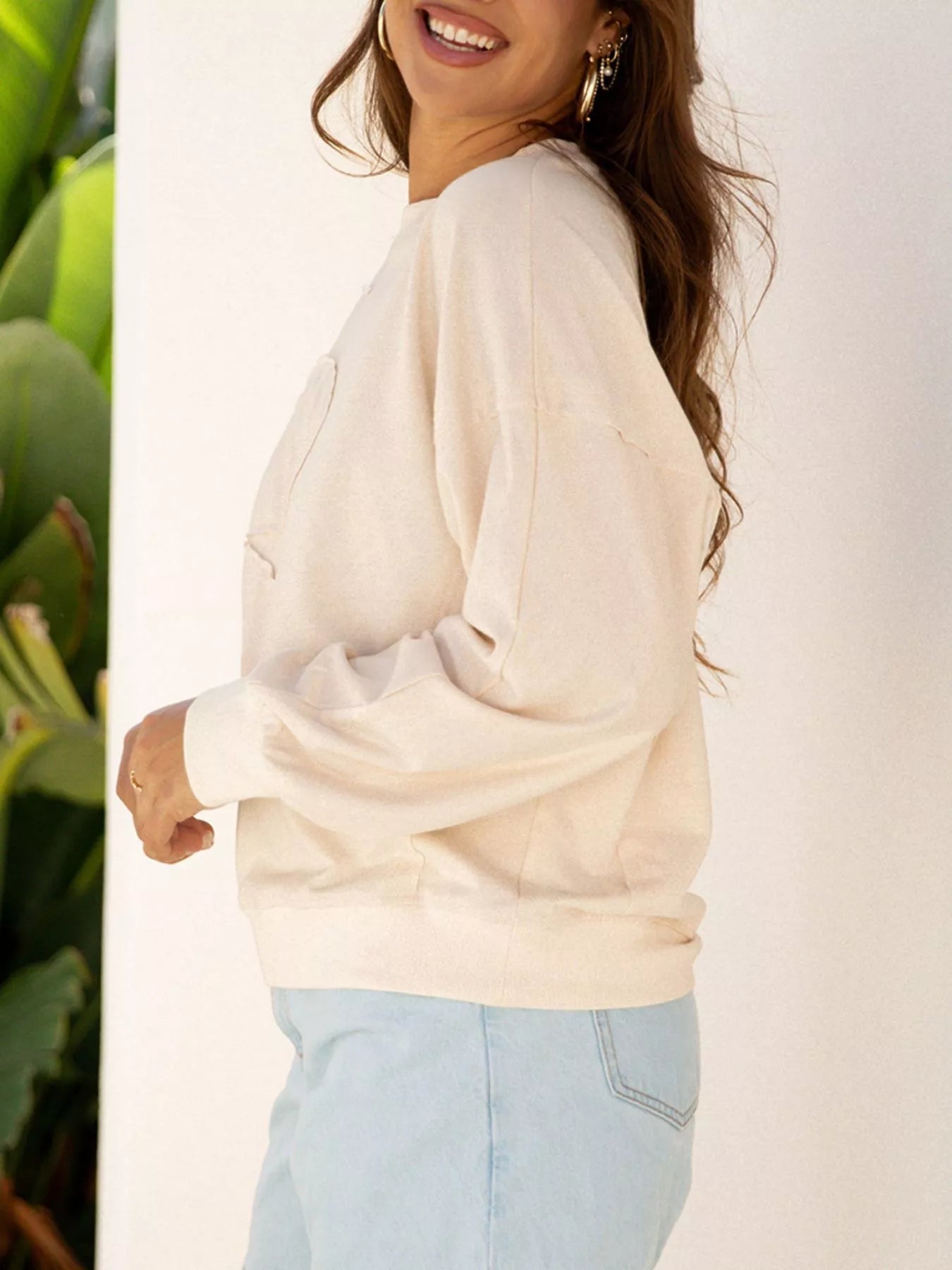 Side view of product highlighting flattering shape and movement