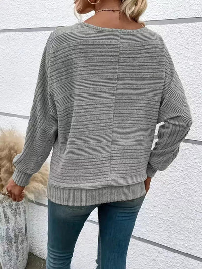Ribbed Knit Quarter Zip Sweatshirt - Rochelle's House LLC