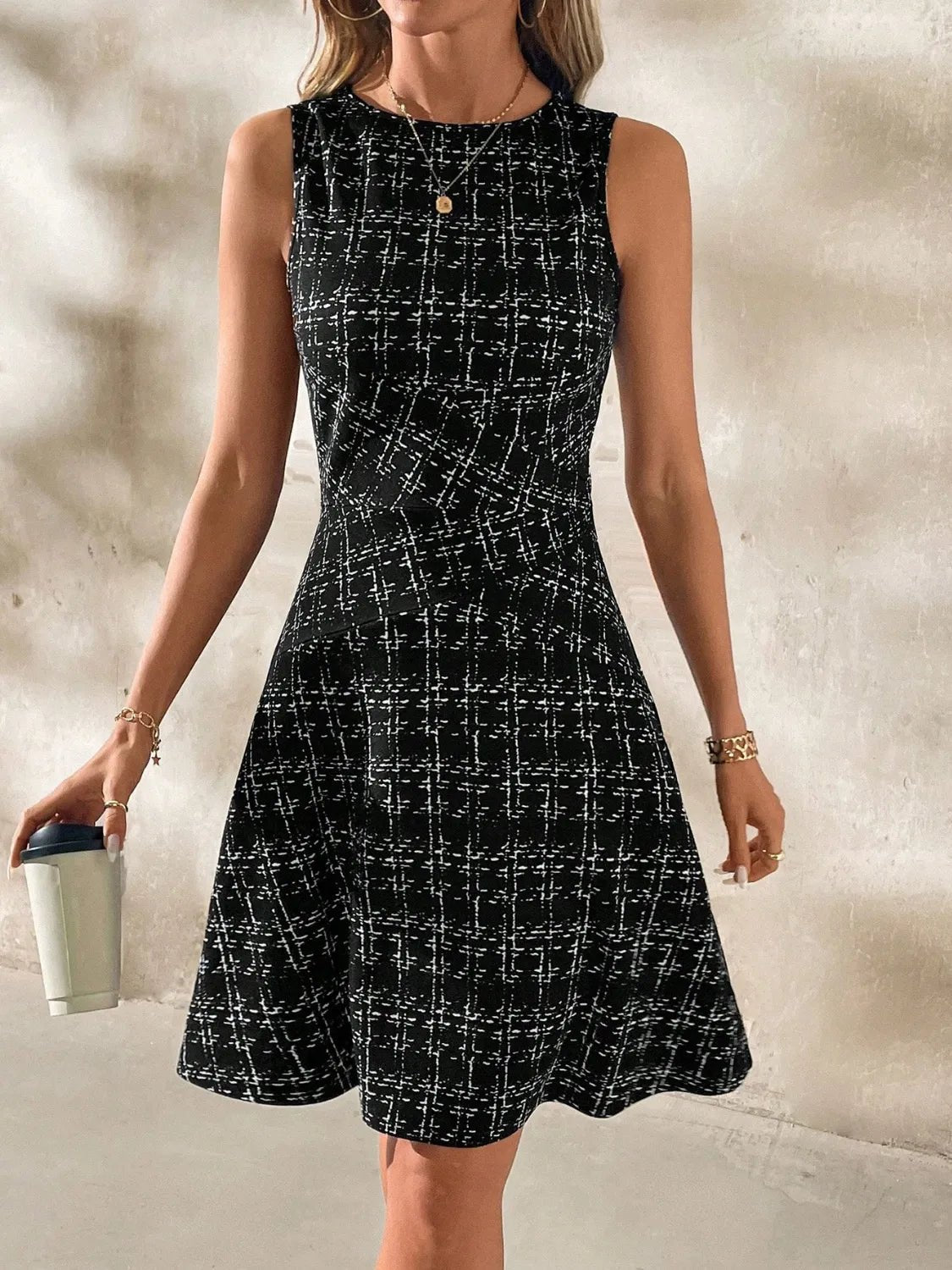 Round Neck Sleeveless Dress - Rochelle's House LLC