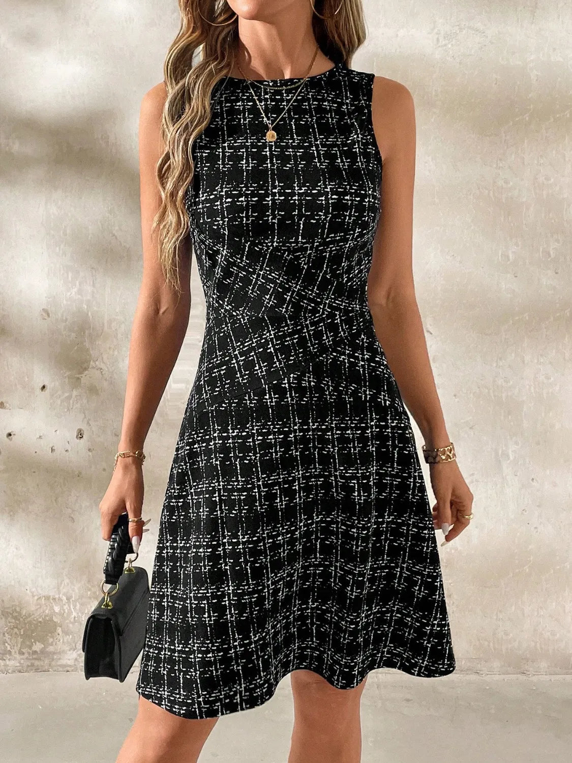 Round Neck Sleeveless Dress - Rochelle's House LLC