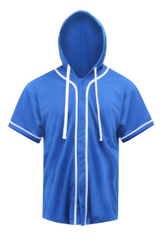 Royal Blue Hooded Baseball Jersey - Rochelle's House LLC