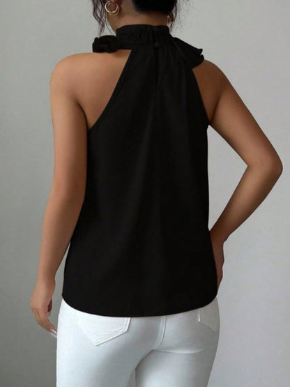 Ruffle High Neck Sleeveless Top - Rochelle's House LLC