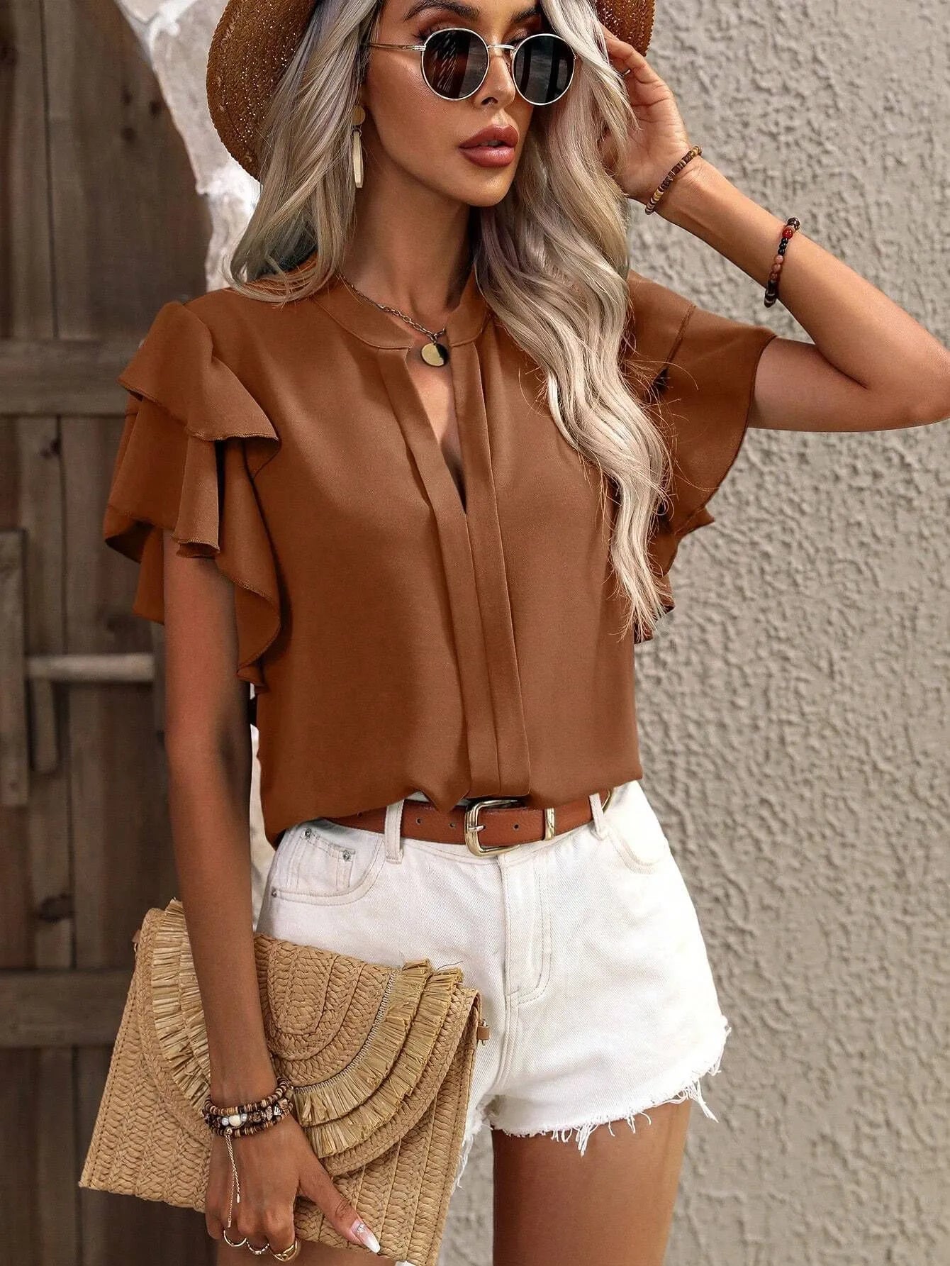 Lifestyle image of product styled for a chic daytime look
