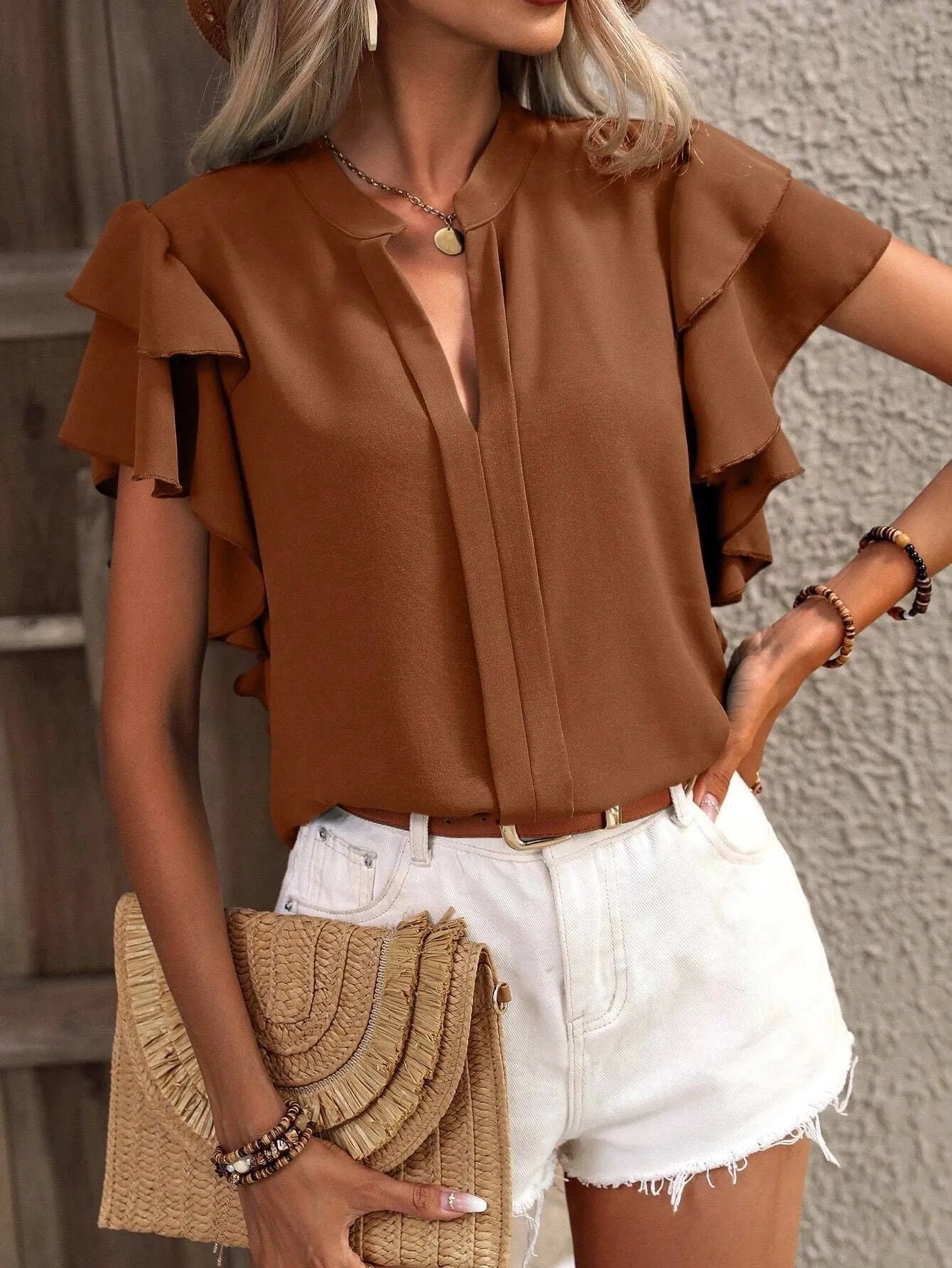 Lifestyle image of product styled for a chic daytime look