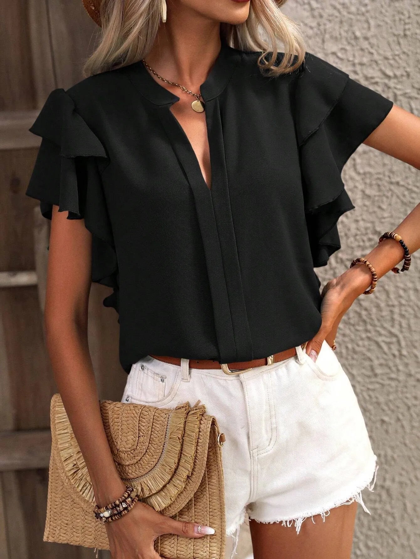Lifestyle image of product styled for a chic daytime look