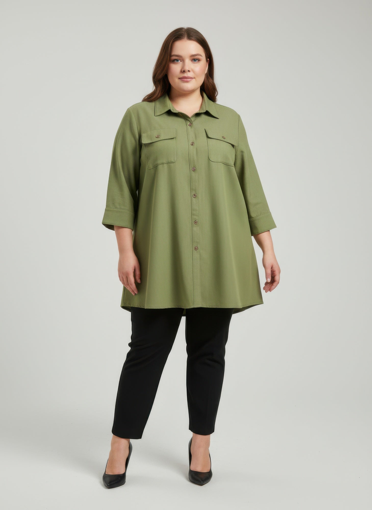 Sand Utility Button Front Shirt Tunic - Rochelle's House LLC