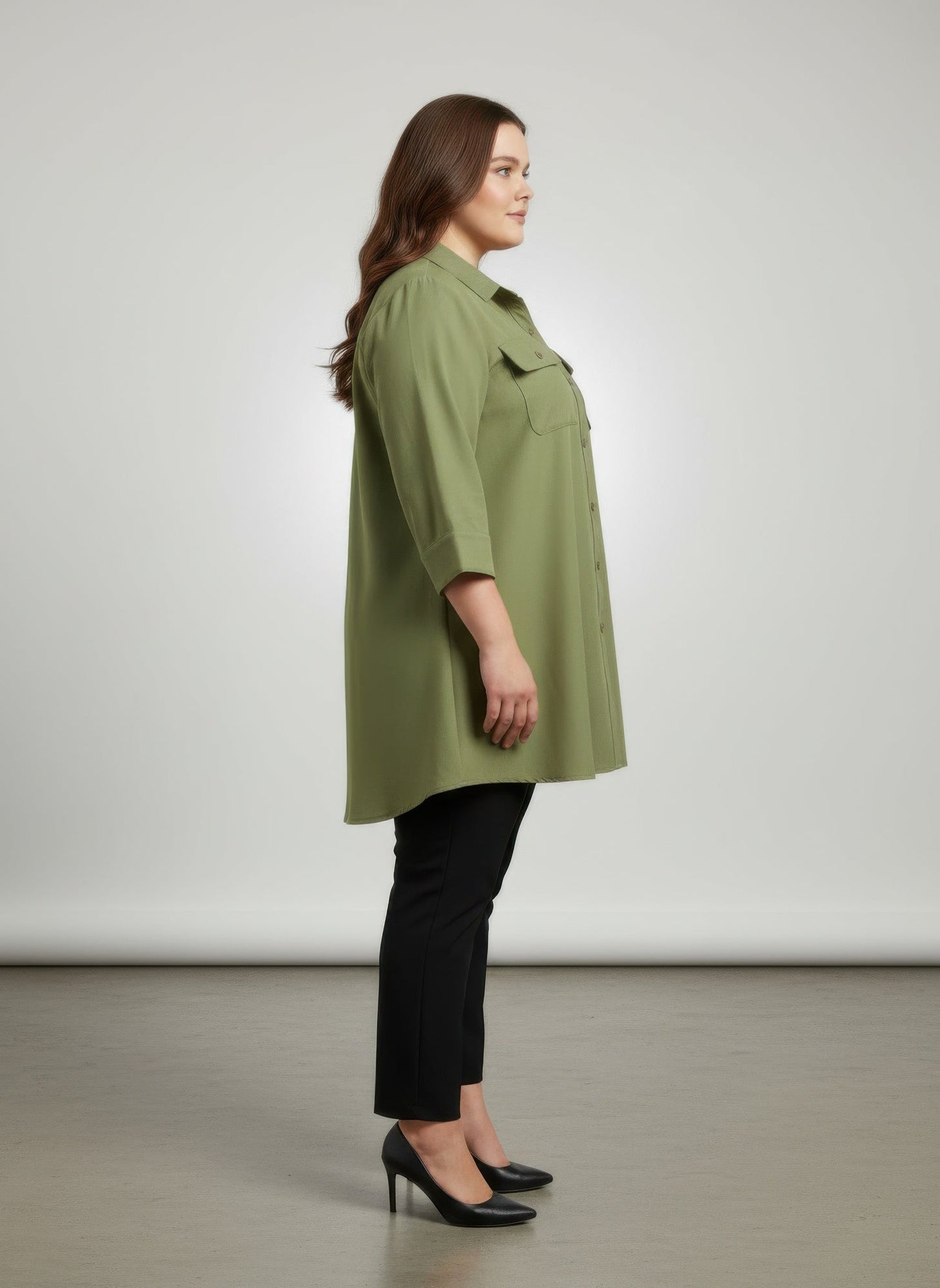 Sand Utility Button Front Shirt Tunic - Rochelle's House LLC