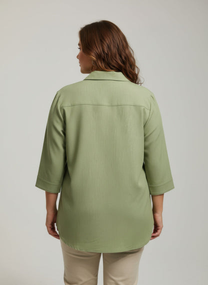 Sand Utility Button Front Shirt Tunic - Rochelle's House LLC