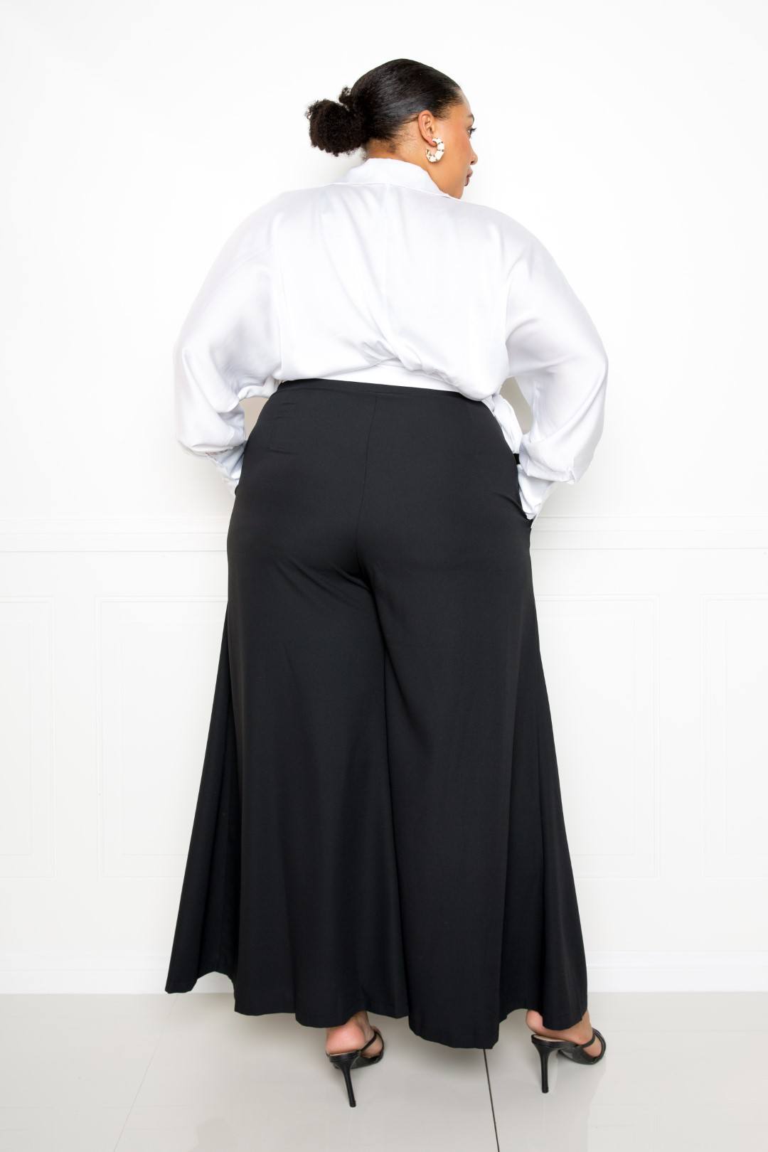 Side view of product highlighting flattering shape and movement