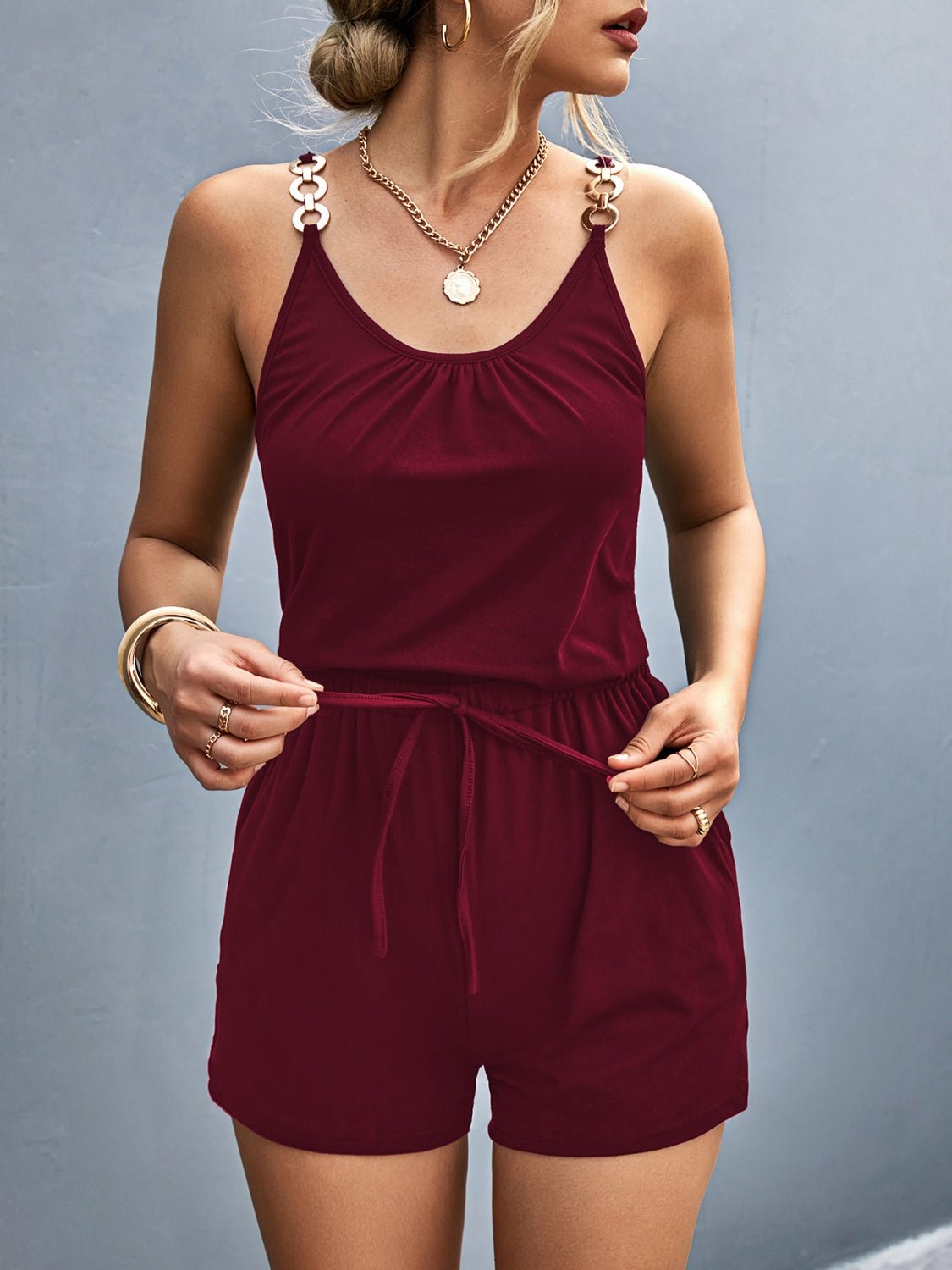 Scoop Neck Romper with Pockets - Rochelle's House LLC