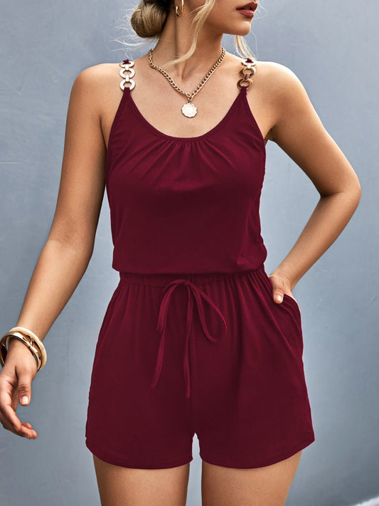 Scoop Neck Romper with Pockets - Rochelle's House LLC
