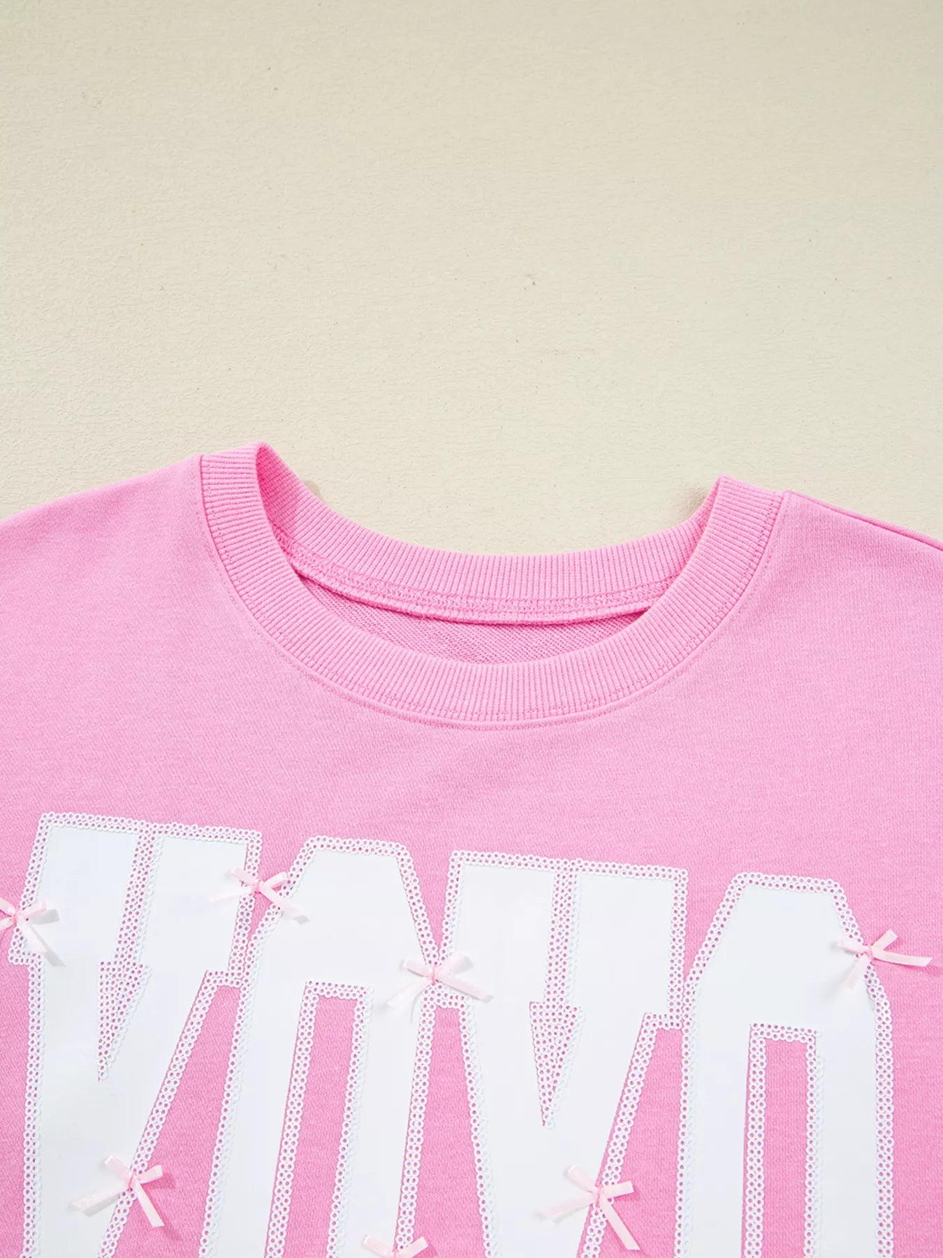 Sequin XOXO Letter Graphic Exposed Seam Baggy Sweatshirt - Rochelle's House LLC