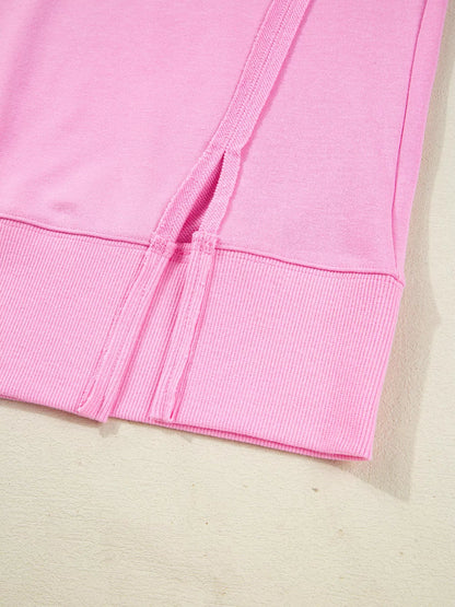 Sequin XOXO Letter Graphic Exposed Seam Baggy Sweatshirt - Rochelle's House LLC