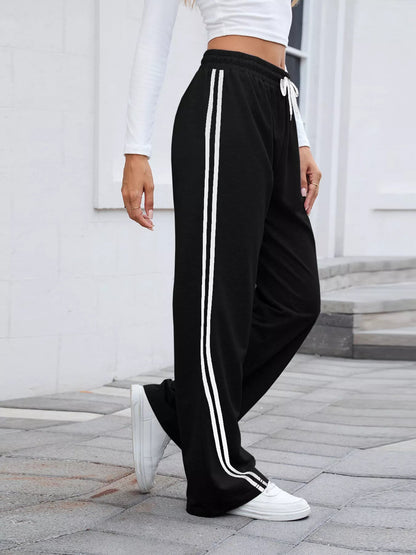 Side Striped Wide Leg Pants - Rochelle's House LLC