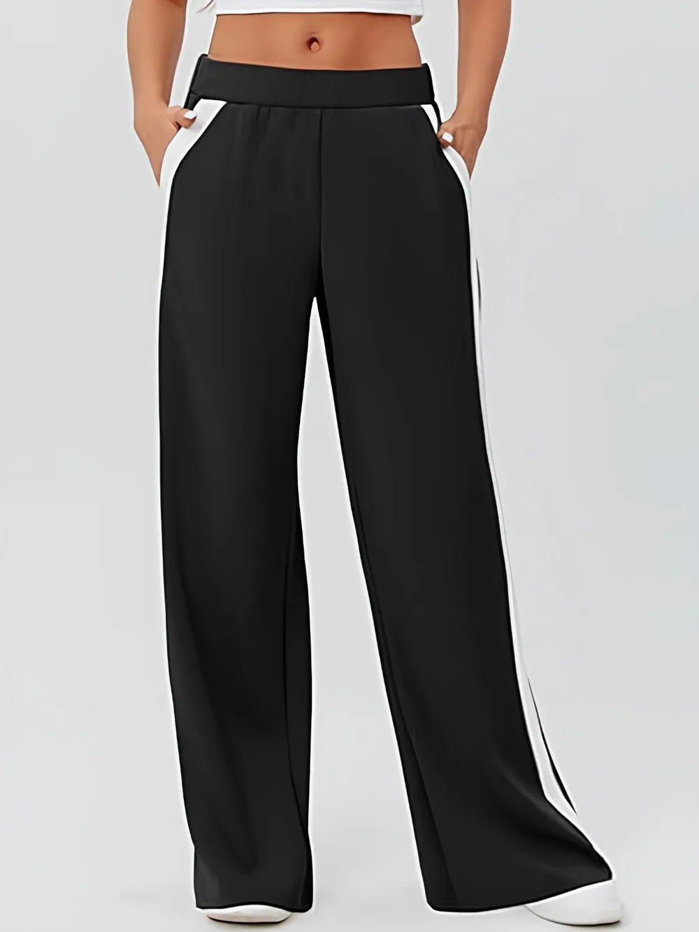 Side Striped Wide Leg Pants - Rochelle's House LLC