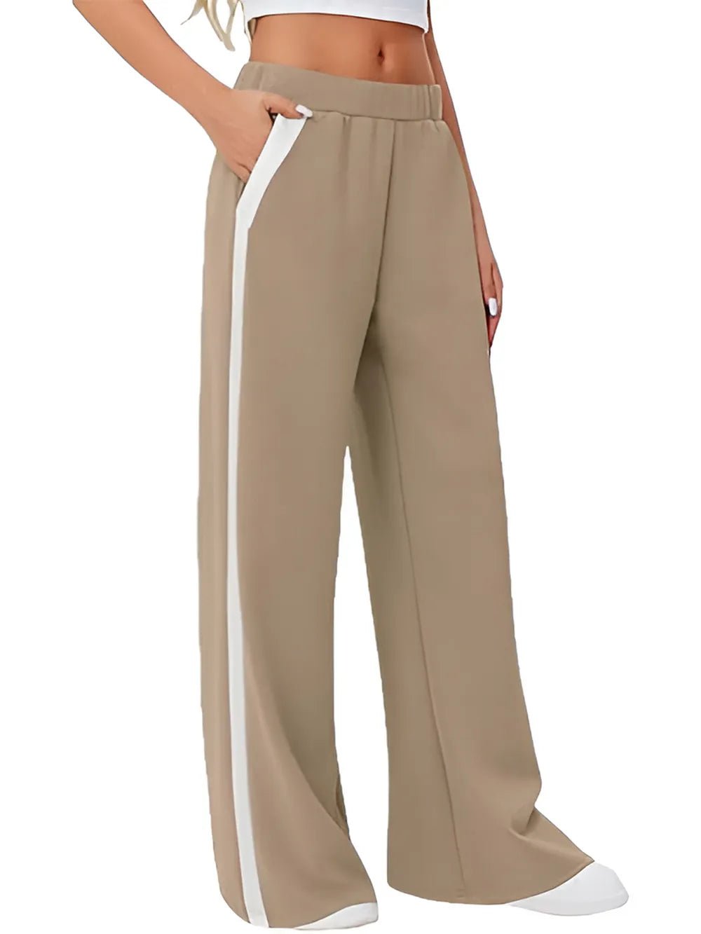 Side Striped Wide Leg Pants - Rochelle's House LLC