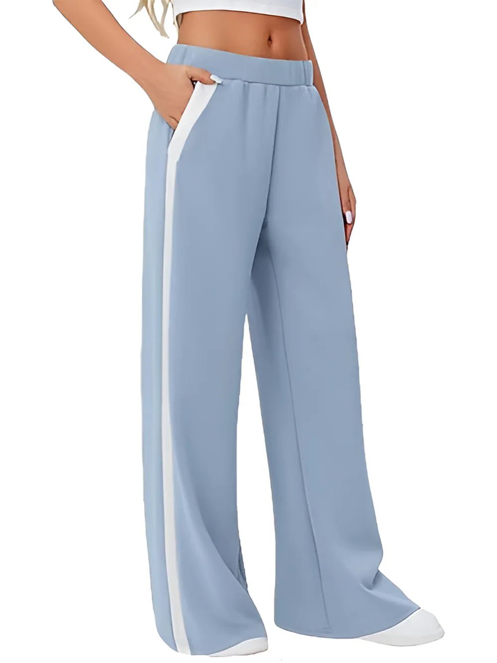 Side Striped Wide Leg Pants - Rochelle's House LLC