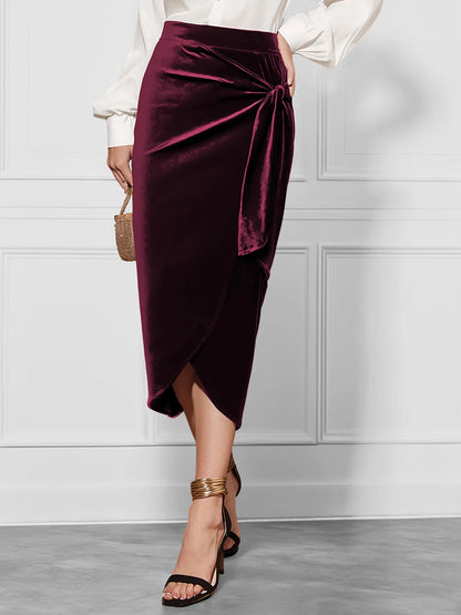 Side Tied Velvet Skirt - Rochelle's House LLC