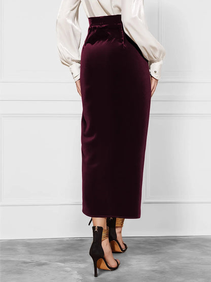 Side Tied Velvet Skirt - Rochelle's House LLC