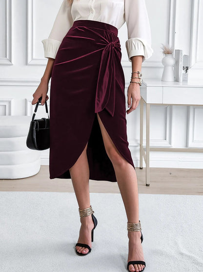 Side Tied Velvet Skirt - Rochelle's House LLC