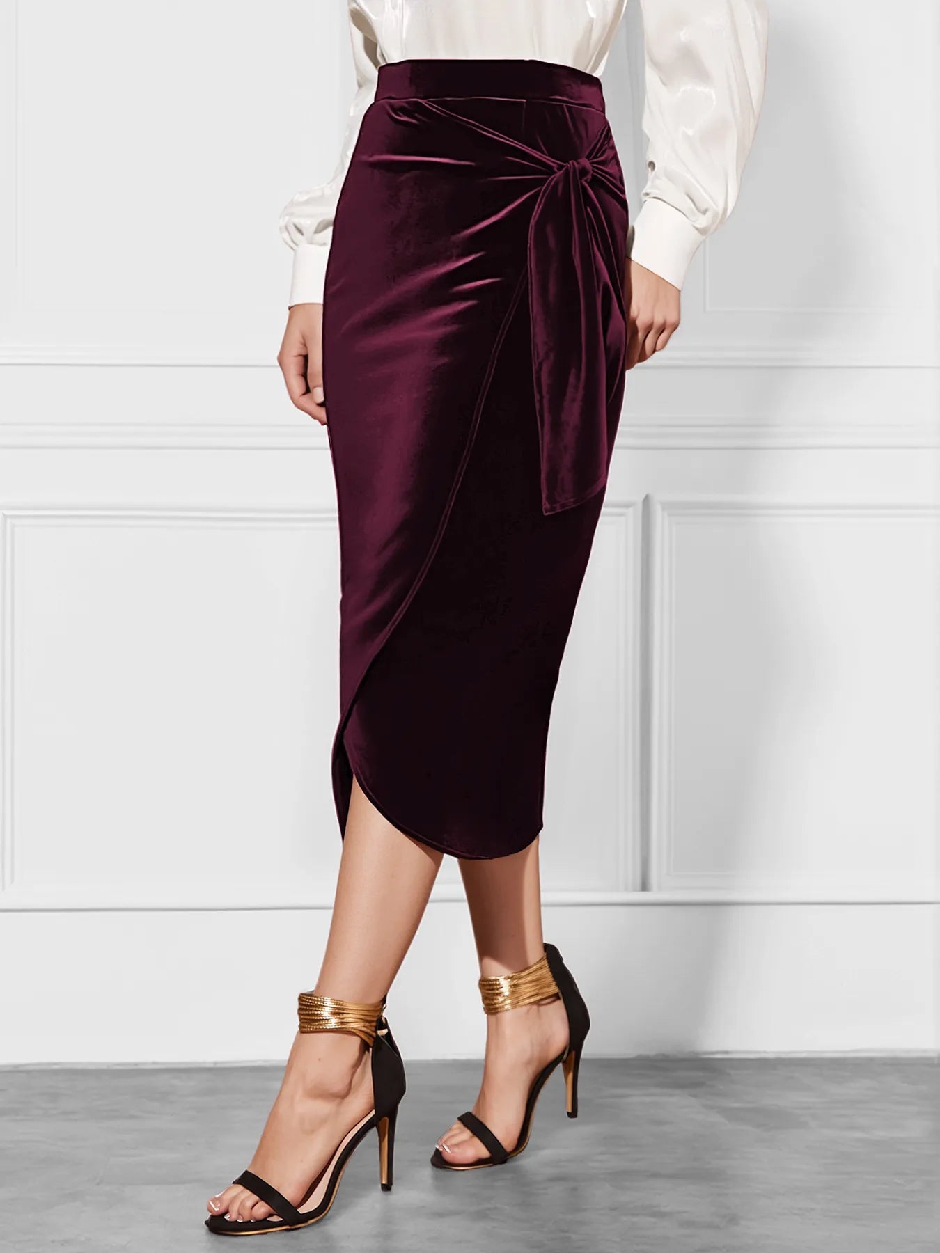 Side Tied Velvet Skirt - Rochelle's House LLC