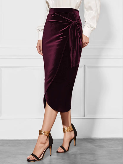 Side Tied Velvet Skirt - Rochelle's House LLC