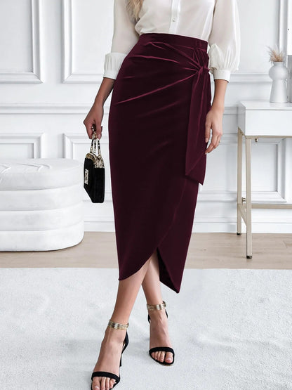 Side Tied Velvet Skirt - Rochelle's House LLC