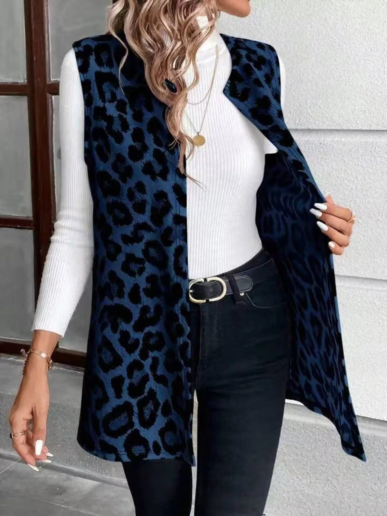 Sleeveless Leopard Print Vest Coat - Rochelle's House LLC