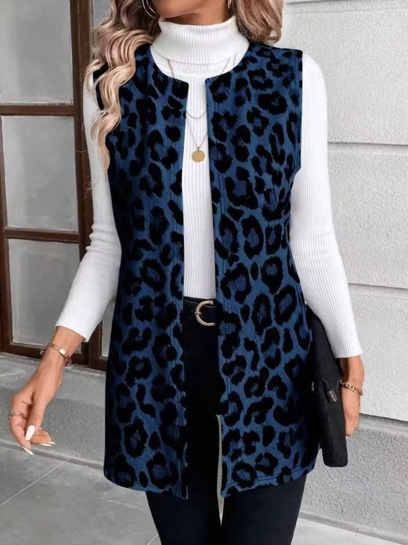 Sleeveless Leopard Print Vest Coat - Rochelle's House LLC