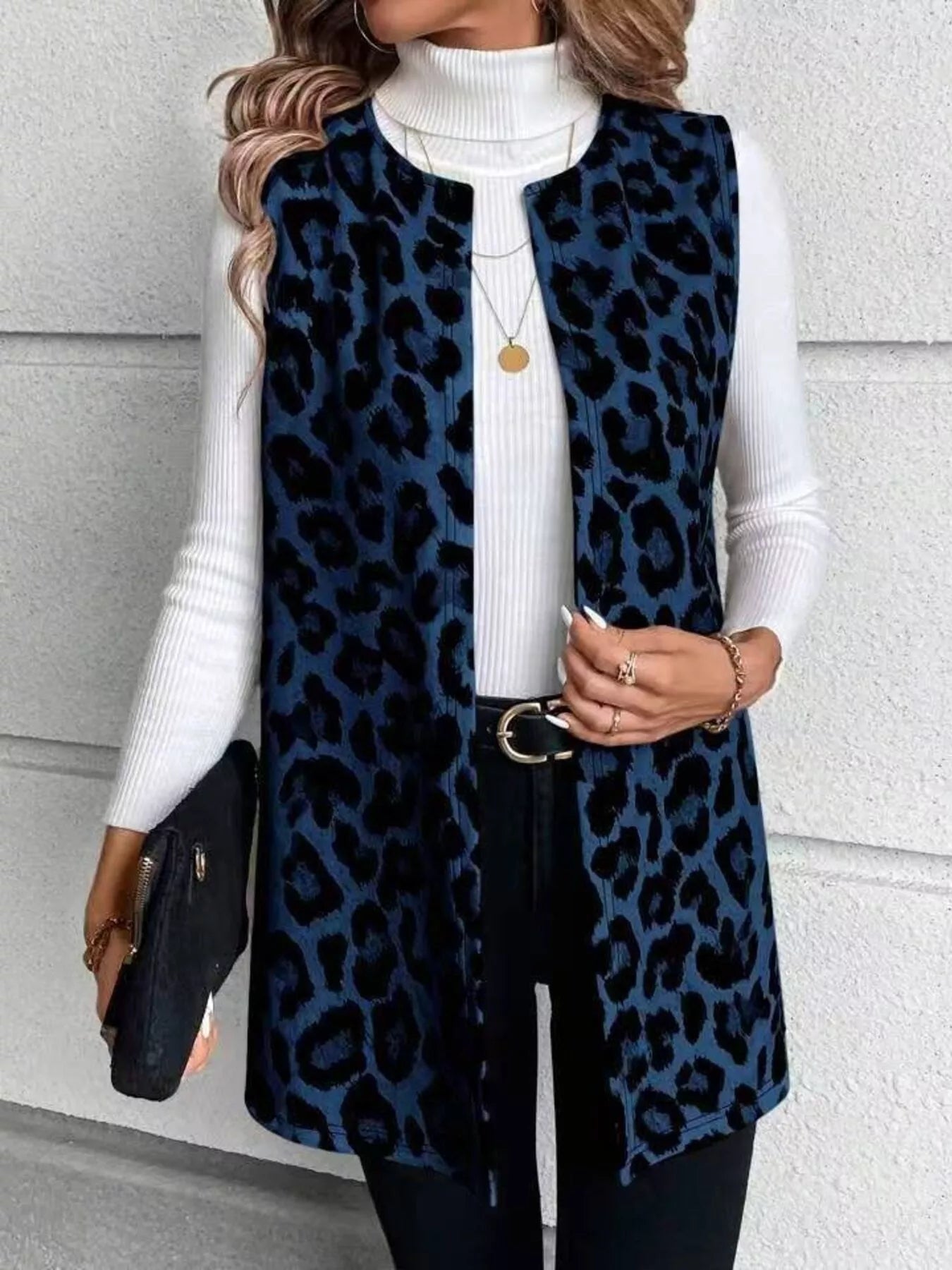 Sleeveless Leopard Print Vest Coat - Rochelle's House LLC