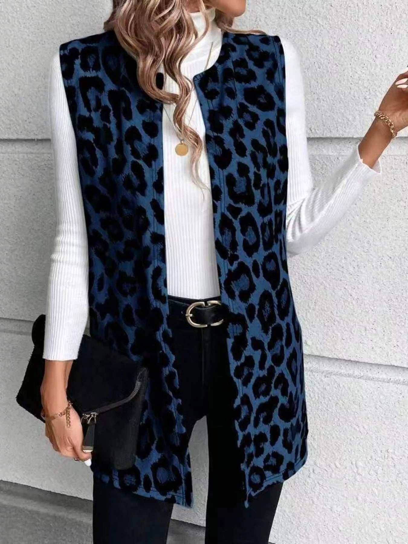 Sleeveless Leopard Print Vest Coat - Rochelle's House LLC