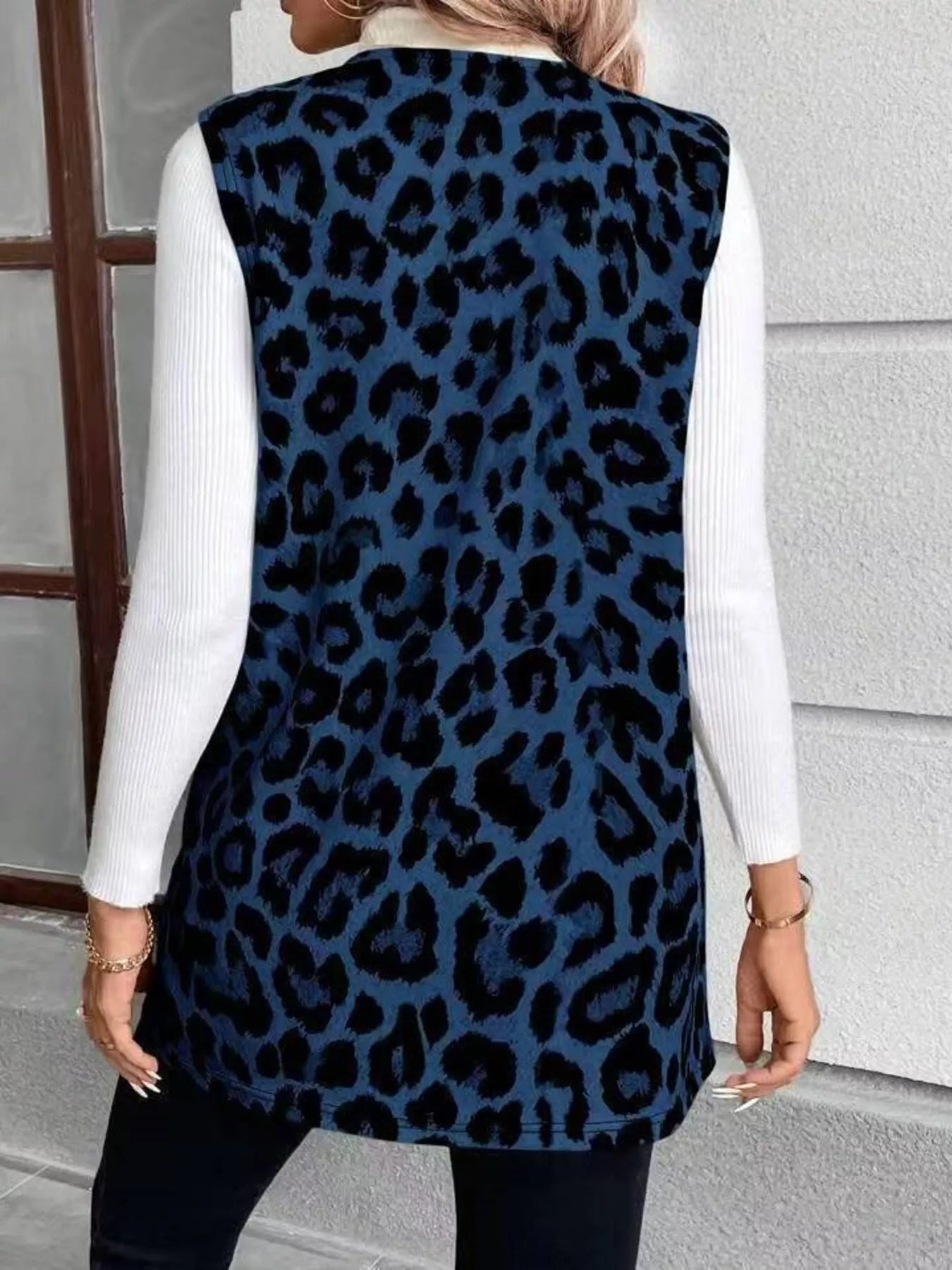 Sleeveless Leopard Print Vest Coat - Rochelle's House LLC
