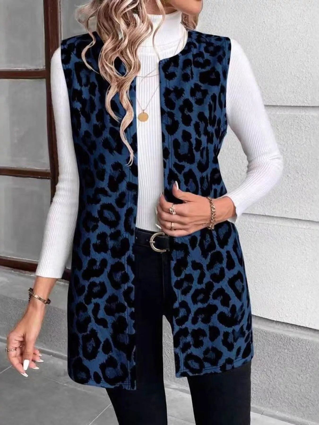 Sleeveless Leopard Print Vest Coat - Rochelle's House LLC