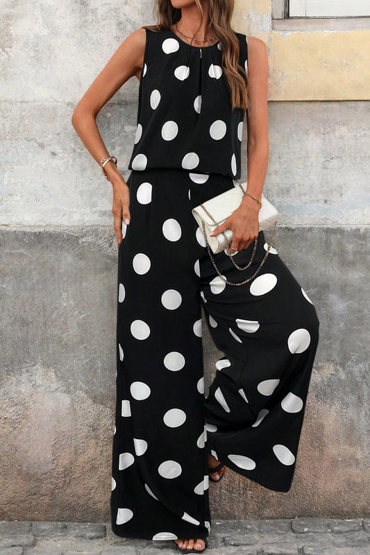 Sleeveless Polka Dot Top and Pants Set - Rochelle's House LLC